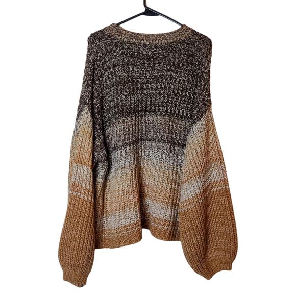 525 America x Revolve Chunky Marled Stripe Knit Sweater Bishop Sleeve XL Cozy - Picture 6 of 14